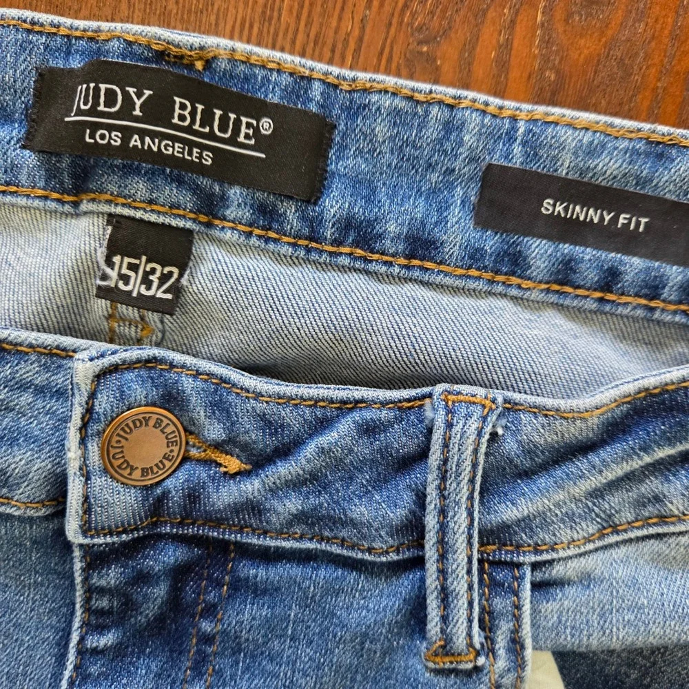 Judy Blue‎ Skinny Jeans High Rise Distressed Lemon Patch Denim Size 15